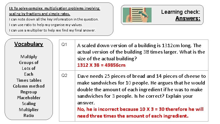 LI: To solve complex multiplication problems involving scaling by fractions and simple rates. I