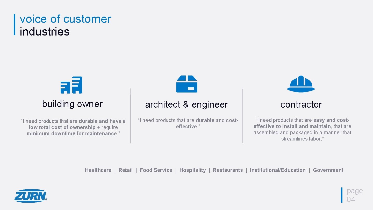 voice of customer industries building owner “I need products that are durable and have