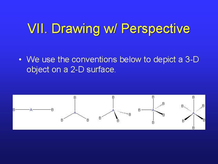 VII. Drawing w/ Perspective • We use the conventions below to depict a 3