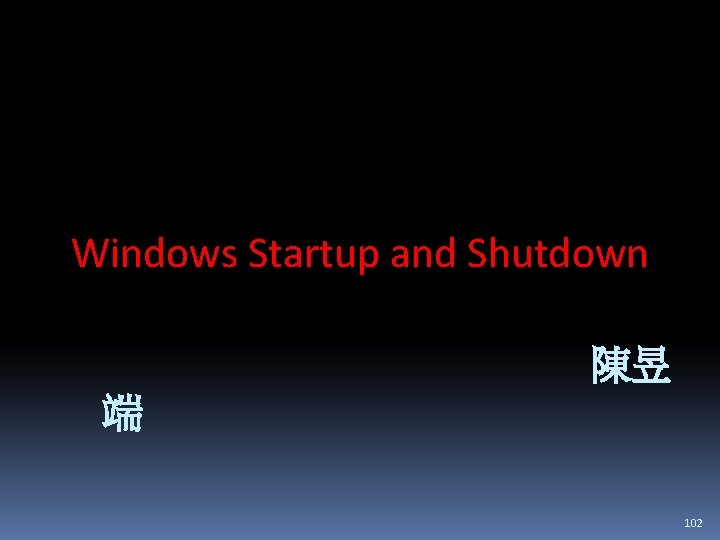 Windows Startup and Shutdown 陳昱 端 102 