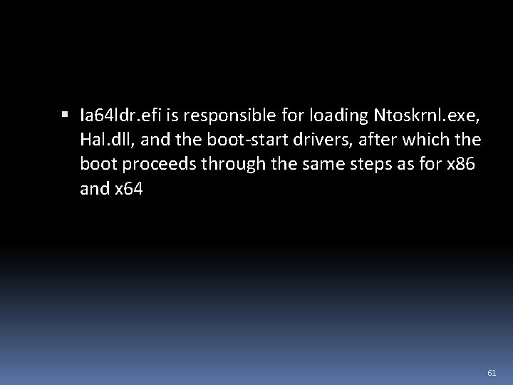  Ia 64 ldr. efi is responsible for loading Ntoskrnl. exe, Hal. dll, and