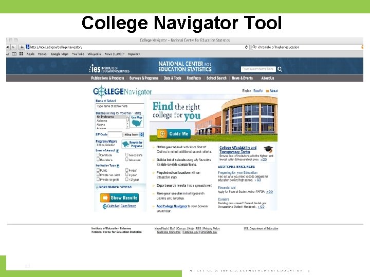College Navigator Tool 20 