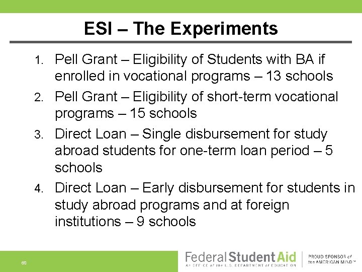 ESI – The Experiments Pell Grant – Eligibility of Students with BA if enrolled