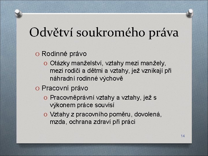 Odvětví soukromého práva O Rodinné právo O Otázky manželství, vztahy mezi manžely, mezi rodiči