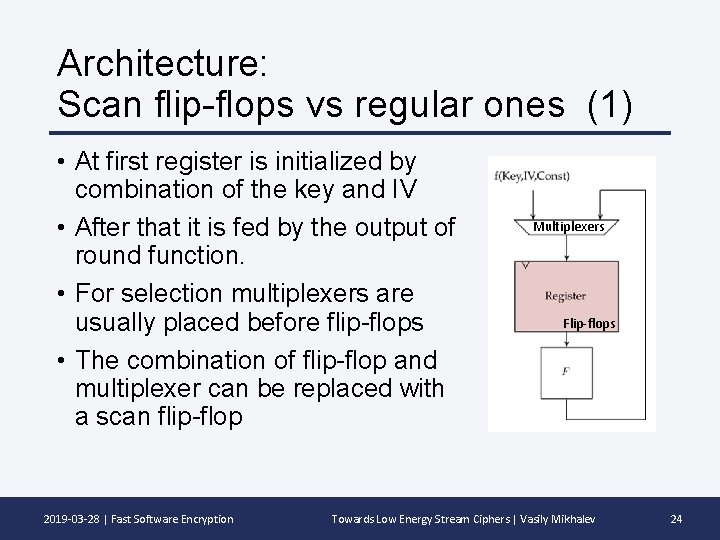 Architecture: Scan flip-flops vs regular ones (1) • At first register is initialized by