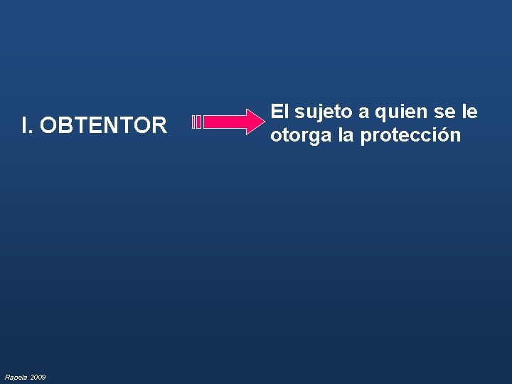 I. OBTENTOR Rapela 2009 El sujeto a quien se le otorga la protección 