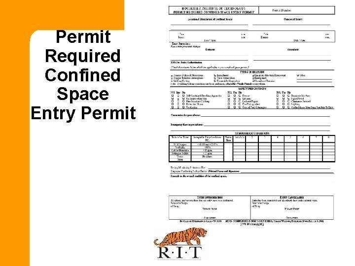 Permit Required Confined Space Entry Permit 