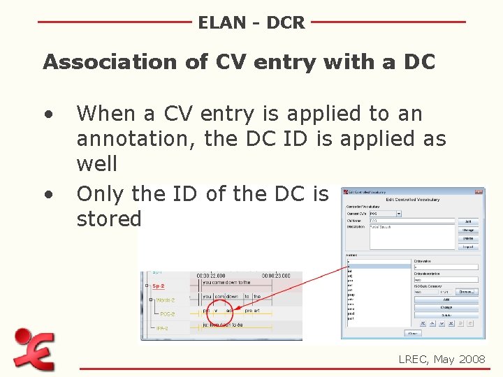 ELAN - DCR Association of CV entry with a DC • • When a