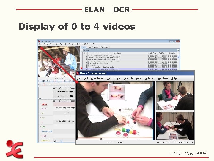 ELAN - DCR Display of 0 to 4 videos LREC, May 2008 
