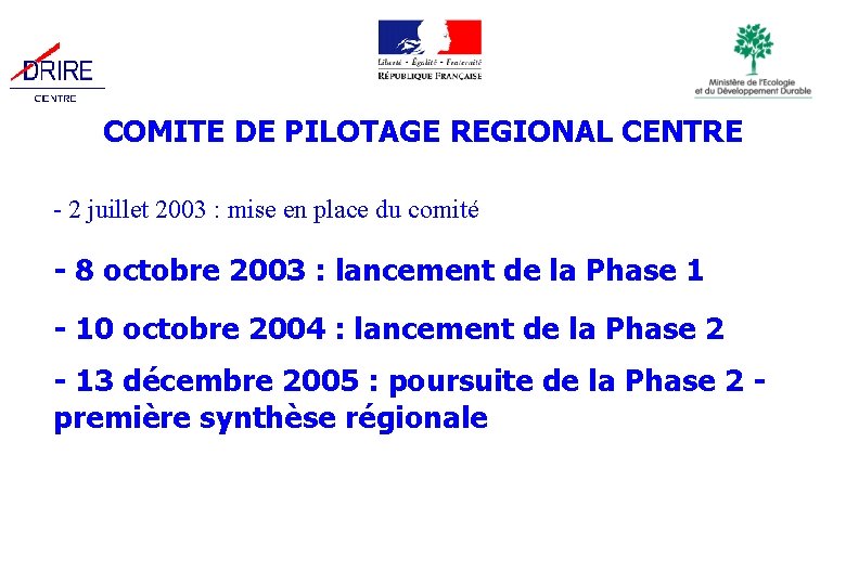 COMITE DE PILOTAGE REGIONAL CENTRE - 2 juillet 2003 : mise en place du