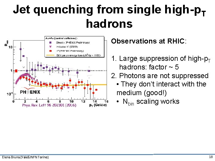 Jet quenching from single high-p. T hadrons Observations at RHIC: 1. Large suppression of