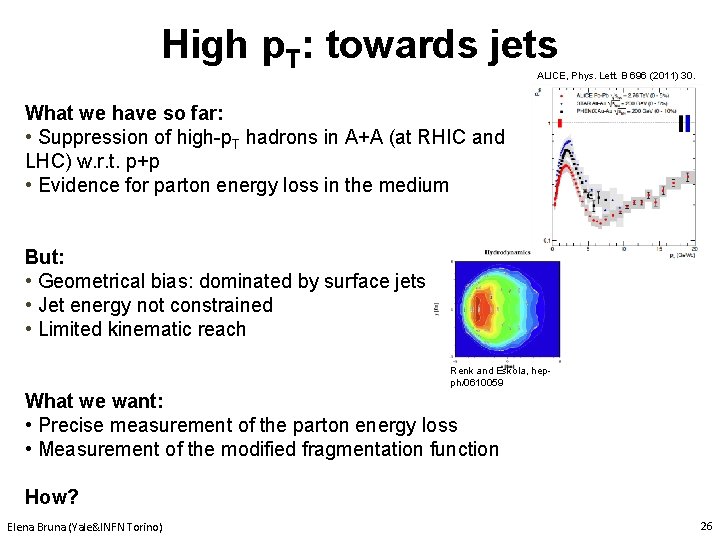 High p. T: towards jets ALICE, Phys. Lett. B 696 (2011) 30. What we