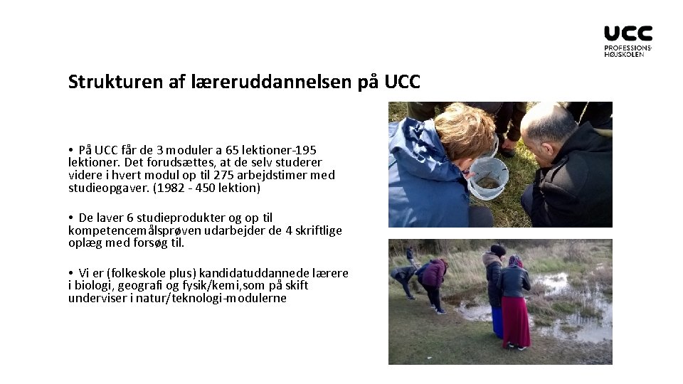 Strukturen af læreruddannelsen på UCC • På UCC får de 3 moduler a 65