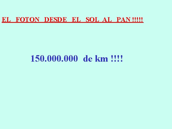 EL FOTON DESDE EL SOL AL PAN !!!!! 150. 000 de km !!!! 