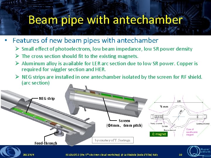 Beam pipe with antechamber • Features of new beam pipes with antechamber Ø Small