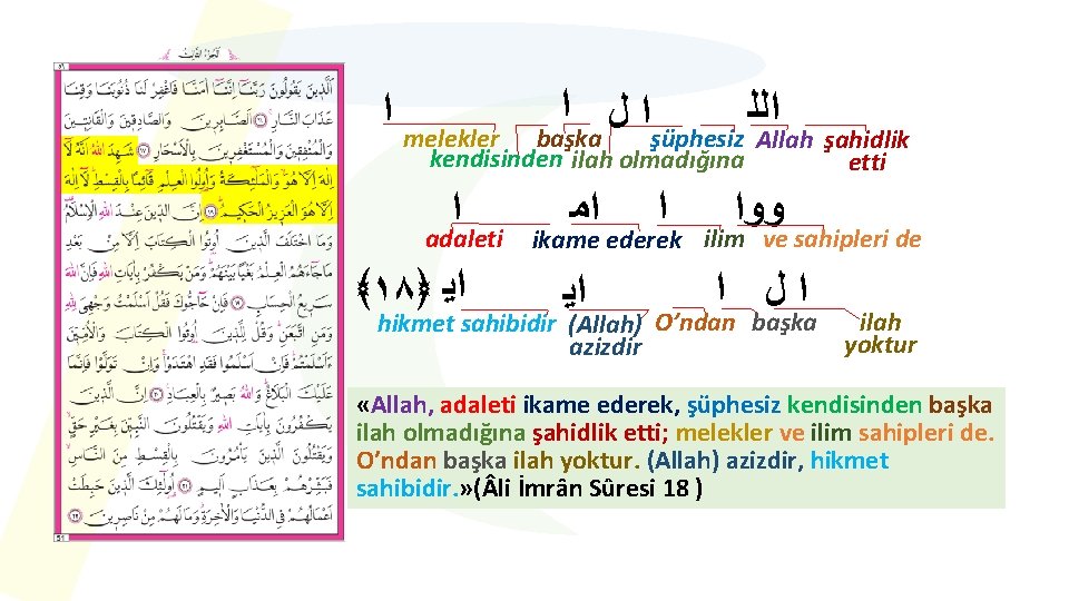  ﺍ ﺍﻝ ﺍ ﺍﻟﻠ başka şüphesiz Allah şahidlik melekler kendisinden ilah olmadığına ﺍ