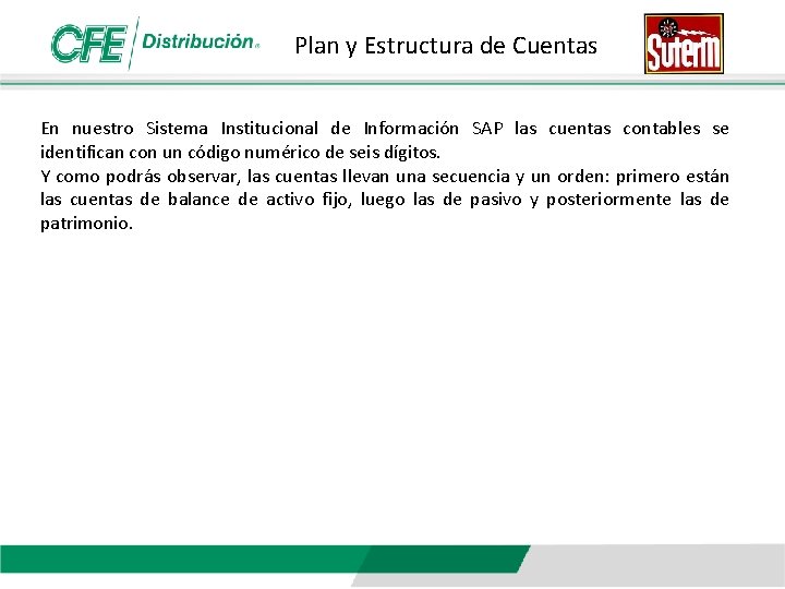 Plan y Estructura de Cuentas En nuestro Sistema Institucional de Información SAP las cuentas