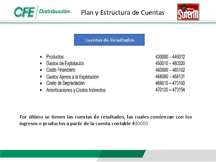 Plan y Estructura de Cuentas de Resultados Por último se tienen las cuentas de