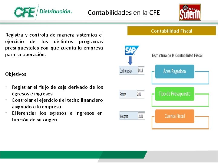 Contabilidades en la CFE Registra y controla de manera sistémica el ejercicio de los