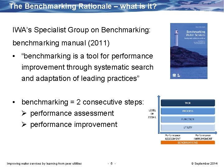 The Benchmarking Rationale – what is it? IWA’s Specialist Group on Benchmarking: benchmarking manual
