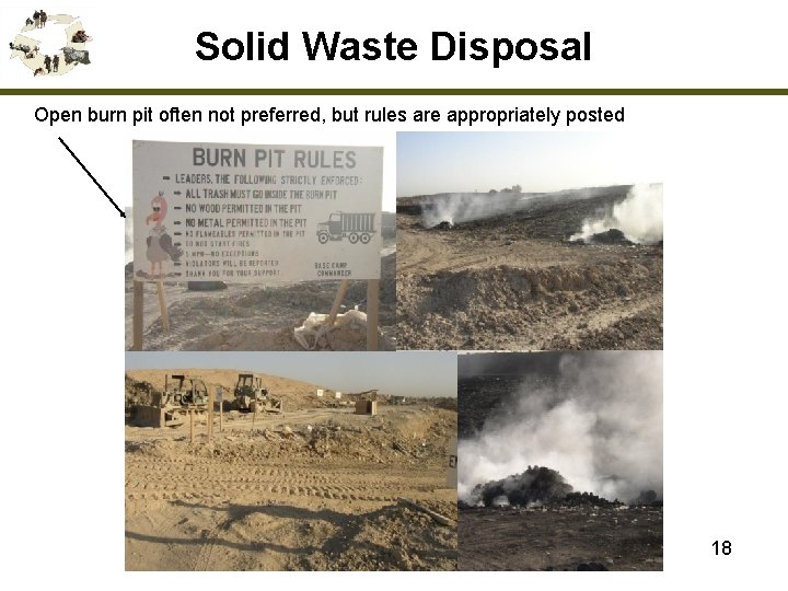 Solid Waste Disposal Open burn pit often not preferred, but rules are appropriately posted