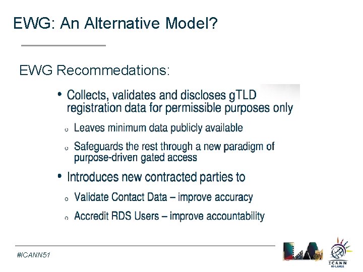EWG: An Alternative Model? Text EWG Recommedations: #ICANN 51 