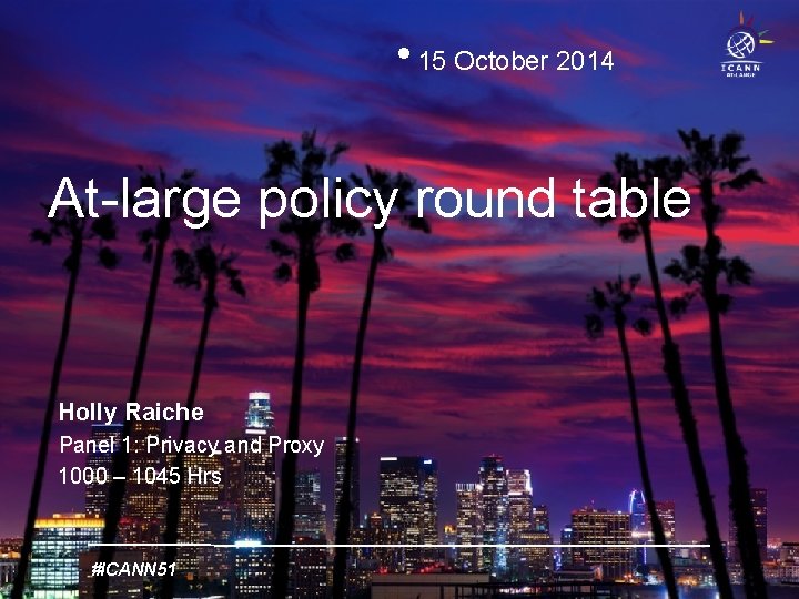  • 15 October 2014 Text At-large policy round table Holly Raiche Panel 1: