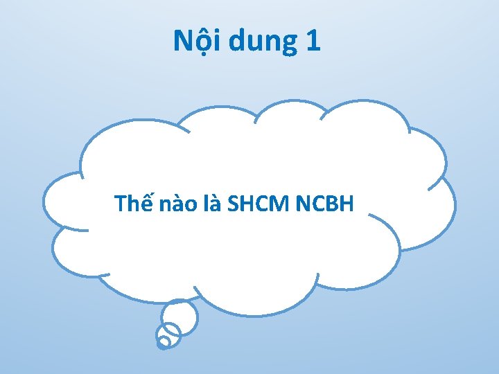 Nội dung 1 Thế nào là SHCM NCBH 