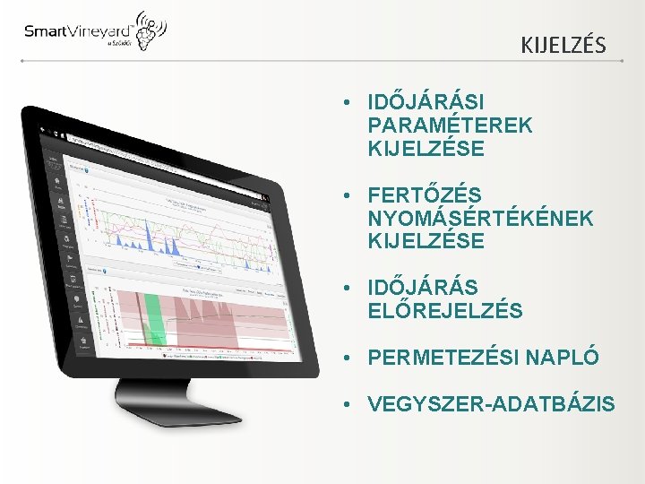 KIJELZÉS • IDŐJÁRÁSI PARAMÉTEREK KIJELZÉSE • FERTŐZÉS NYOMÁSÉRTÉKÉNEK KIJELZÉSE • IDŐJÁRÁS ELŐREJELZÉS • PERMETEZÉSI