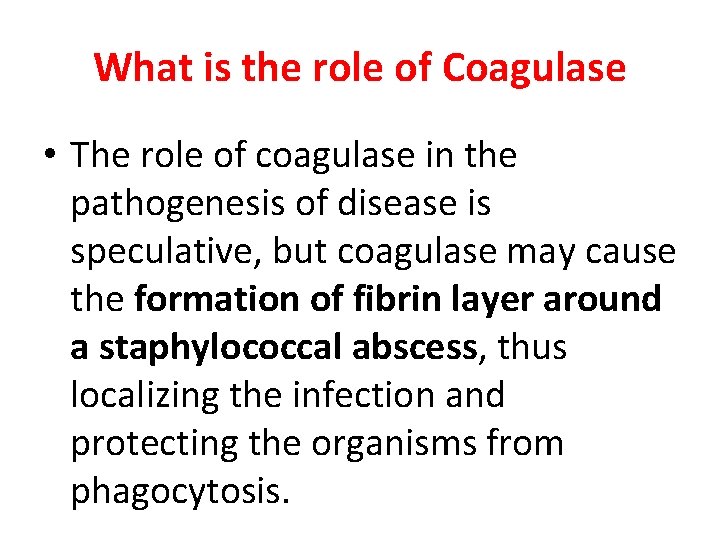What is the role of Coagulase • The role of coagulase in the pathogenesis