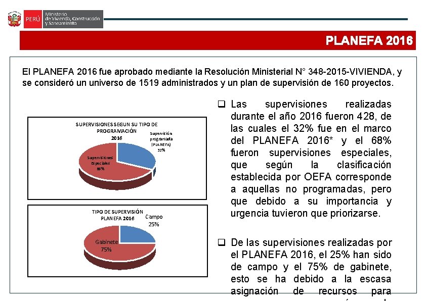 PLANEFA 2016 El PLANEFA 2016 fue aprobado mediante la Resolución Ministerial N° 348 -2015