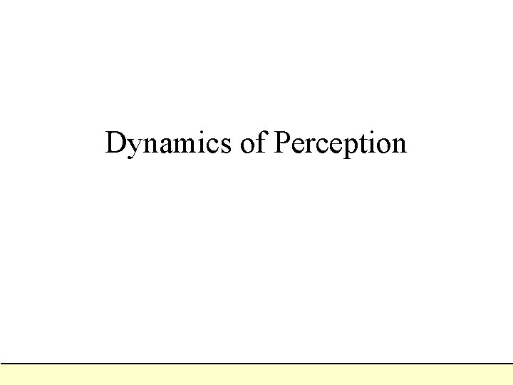 Dynamics of Perception 