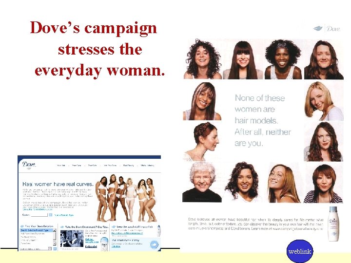 Dove’s campaign stresses the everyday woman. weblink Dove’s campaign stresses the everyday woman. weblink