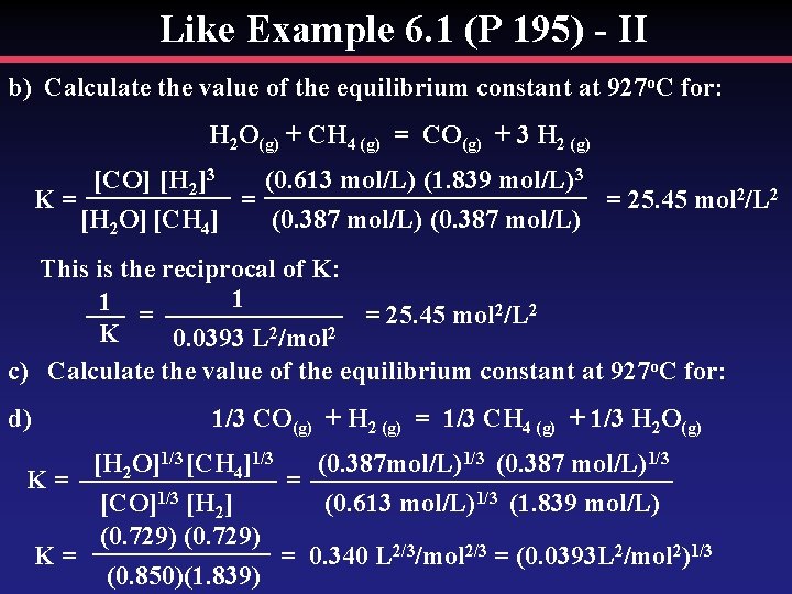 Like Example 6. 1 (P 195) - II b) Calculate the value of the
