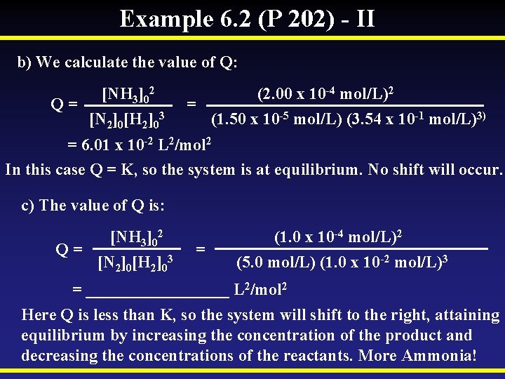 Example 6. 2 (P 202) - II b) We calculate the value of Q: