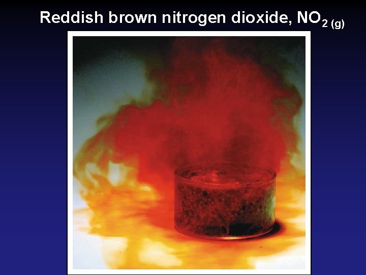 Reddish brown nitrogen dioxide, NO 2 (g) 