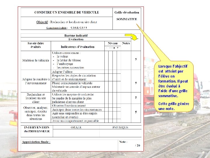 Bac Pro Réparation des Carrosseries Repère pour la formation Lorsque l’objectif est atteint par