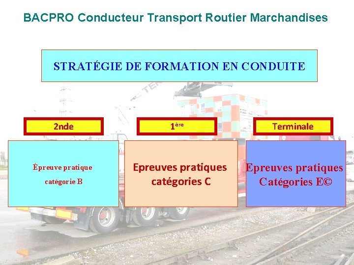 BACPRO Conducteur Transport Routier Bac Pro Réparation des Marchandises Carrosseries BAC PRO Conducteur Transport