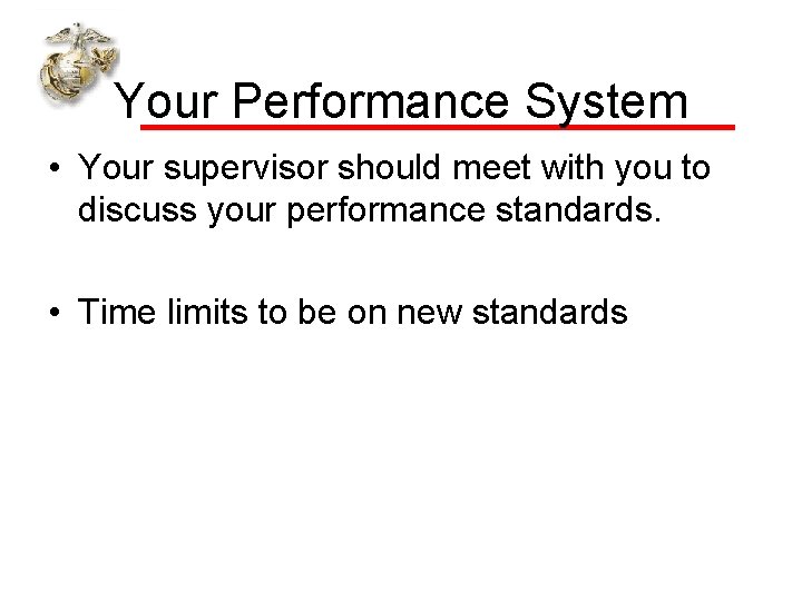 Your Performance System • Your supervisor should meet with you to discuss your performance