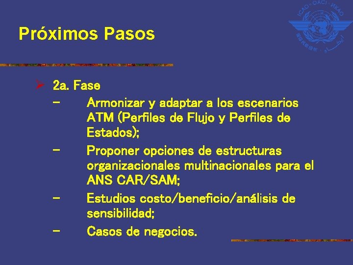 Próximos Pasos Ø 2 a. Fase Armonizar y adaptar a los escenarios ATM (Perfiles