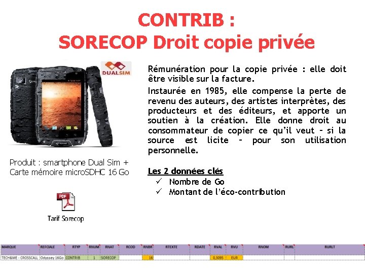 CONTRIB : SORECOP Droit copie privée Rémunération pour la copie privée : elle doit