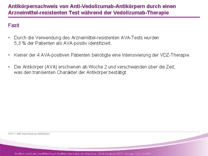 Antikörpernachweis von Anti-Vedolizumab-Antikörpern durch einen Arzneimittel-resistenten Test während der Vedolizumab-Therapie Fazit • Durch die