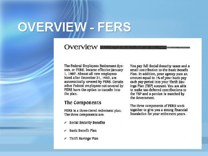OVERVIEW - FERS 