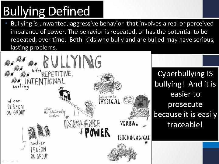 Bullying Defined • Bullying is unwanted, aggressive behavior that involves a real or perceived
