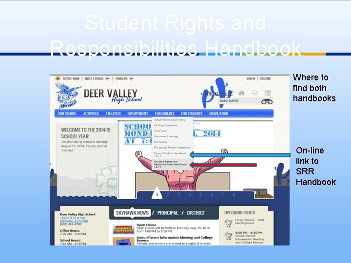 Student Rights and Responsibilities Handbook Where to find both handbooks On-line link to SRR