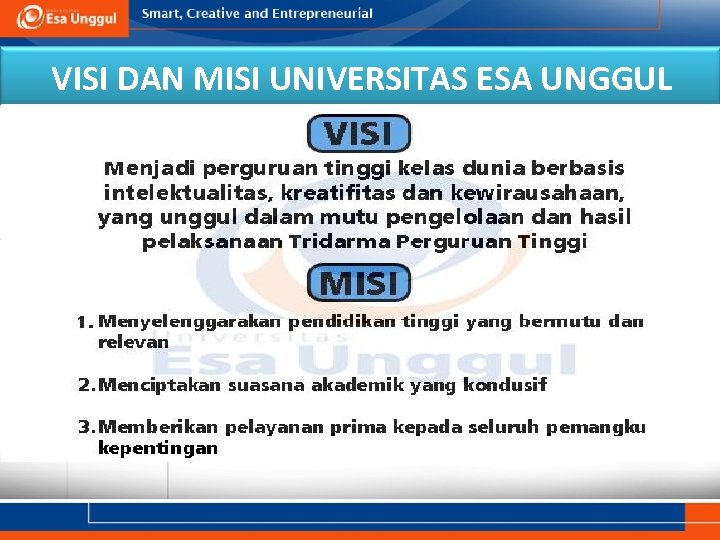VISI DAN MISI UNIVERSITAS ESA UNGGUL 