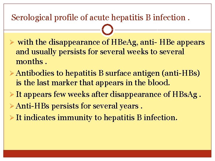 Serological profile of acute hepatitis B infection. Ø with the disappearance of HBe. Ag,