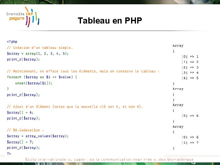 Tableau en PHP Lire : http: //php. net/manual/fr/language. types. array. php 