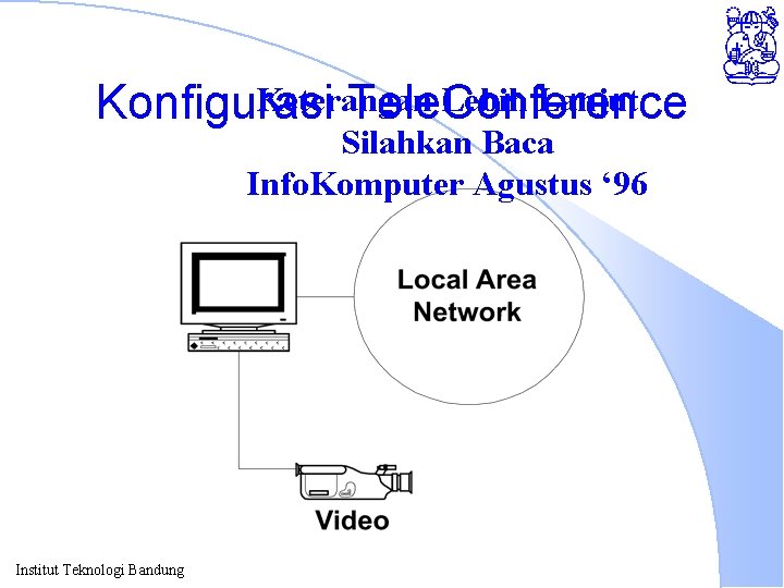 Keterangan Lebih Lanjut Konfigurasi Tele. Conference Silahkan Baca Info. Komputer Agustus ‘ 96 Institut