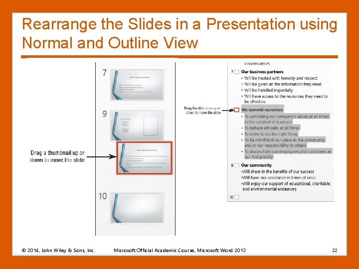 Rearrange the Slides in a Presentation using Normal and Outline View © 2014, John